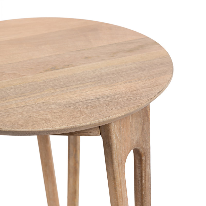 Wooden Living Room Round Side Table, Tan