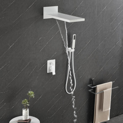 Wall Mounted Waterfall Shower System with Handheld Shower