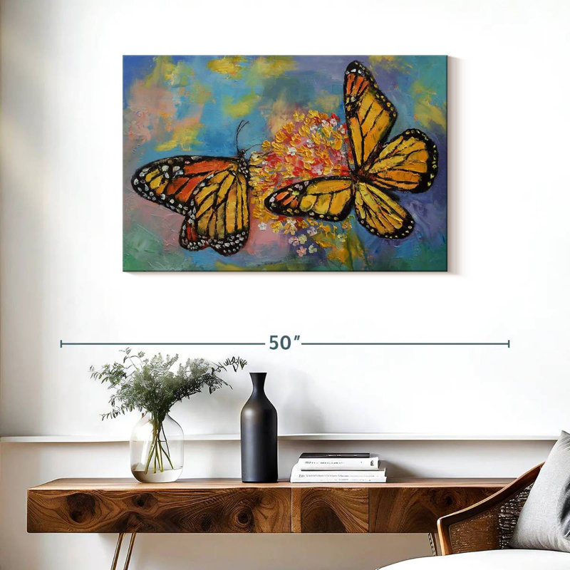 Couple de papillons monarques Brampt, H 24 po x l 36 po