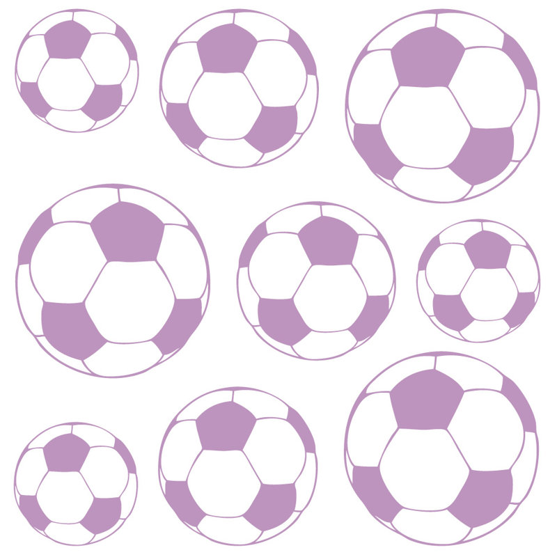 Adhésif décoratif ballons de soccer, H 41 po x l 40 po x P 0,01 po, Lilas