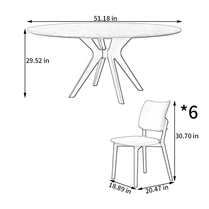 Ensemble de table de salle à manger et de chaises Simple Rock Plate, H 29,52 po x L 51,18 po x l 51,18 po
