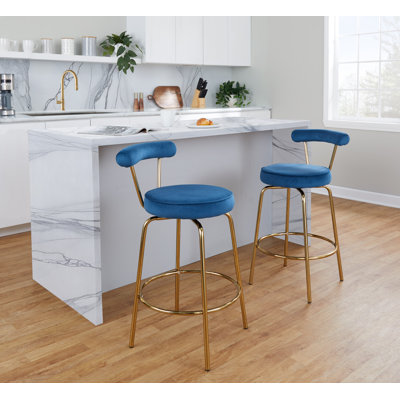 Kayson Swivel Upholstered Counter Stool with Metal Frame