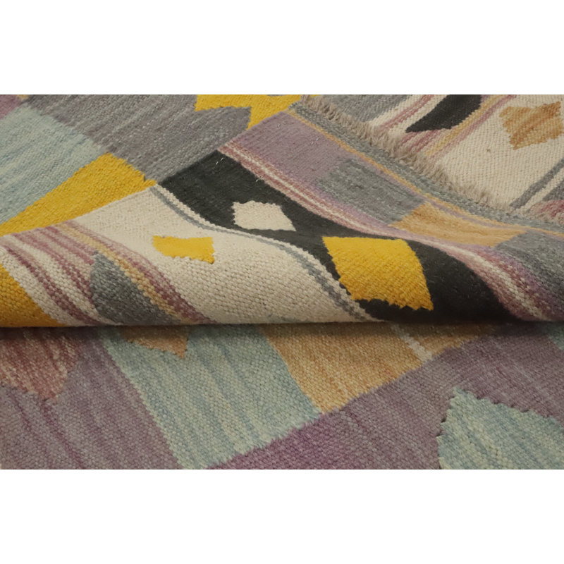 Tapis géométrique Kilim tissé à la main 5 x 7
