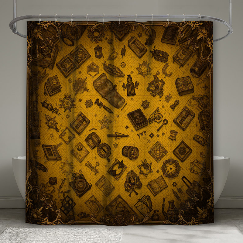 Rideaux de douche Steampunk Collage Illustration, 70in W x 72in H