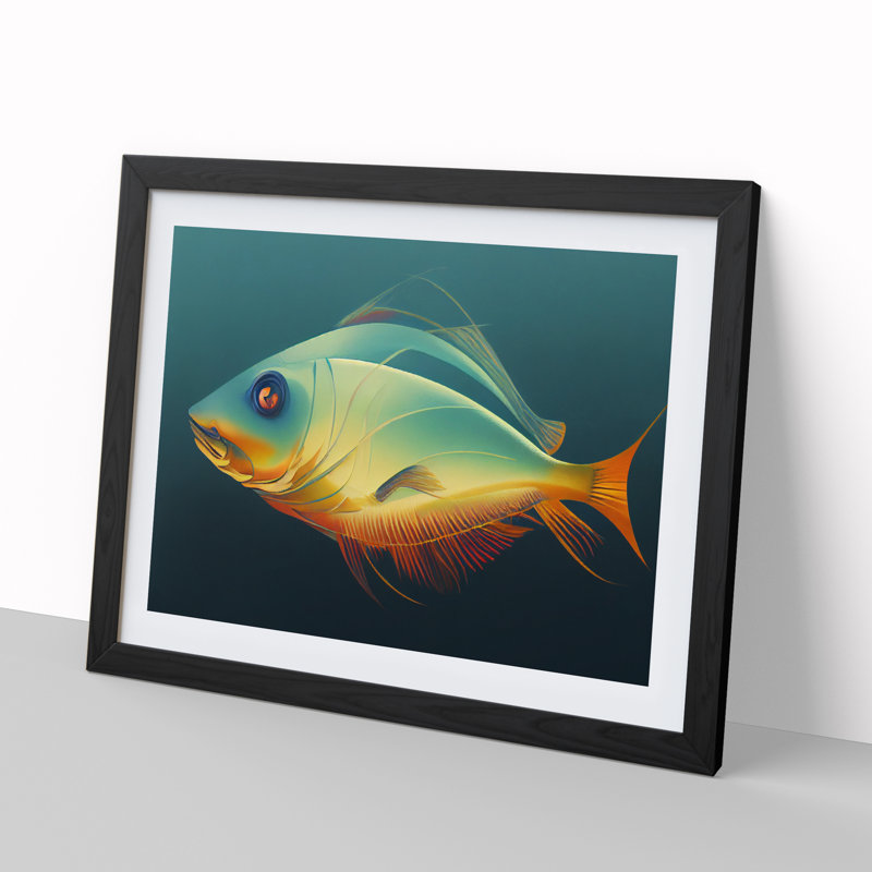 XH1022-3872X Fish Portrait Vol.1 - Single Picture Frame Print, 46cm H x 64cm W x 2cm D, Black