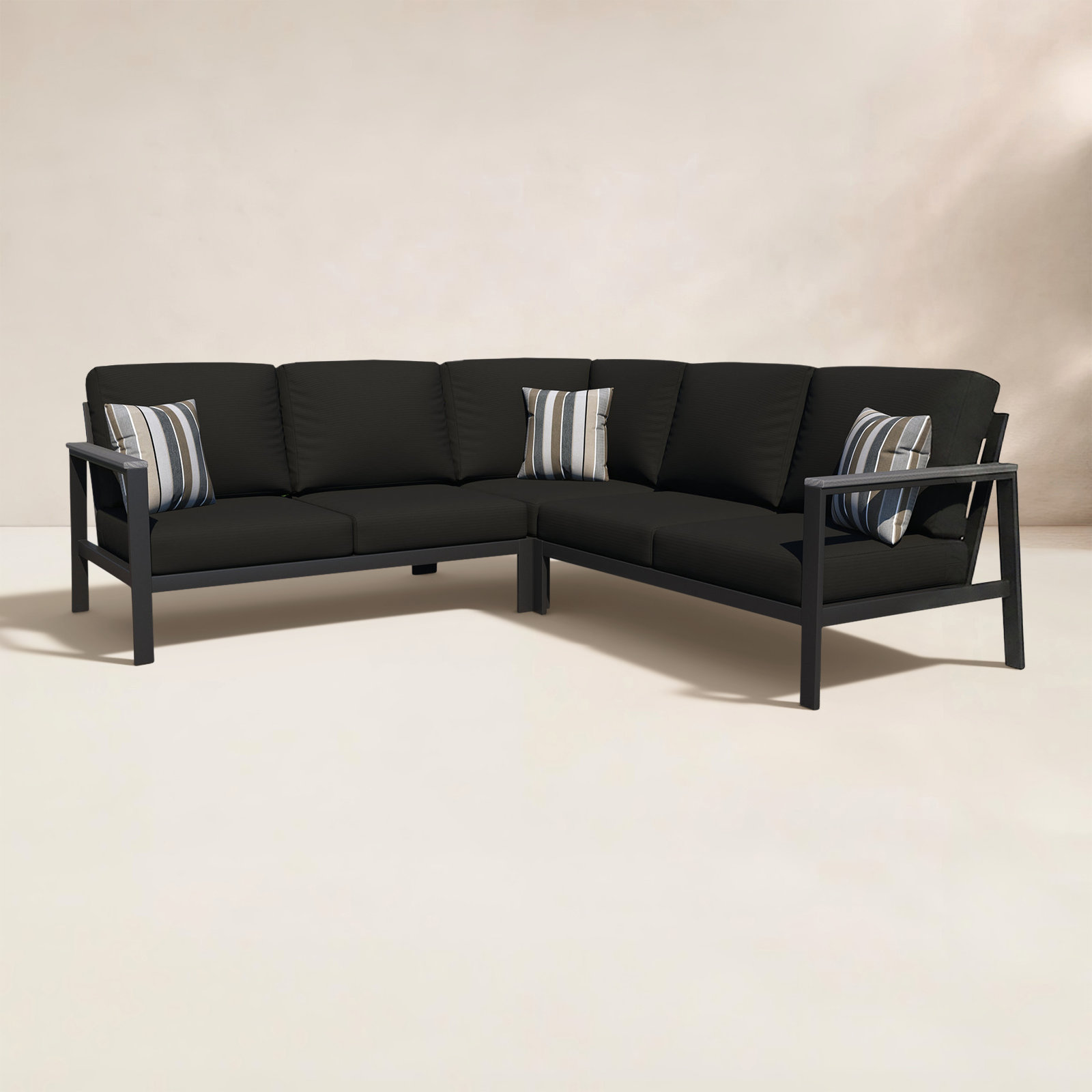Townsend 87" Sunbrella® Patio Sectional, Canvas Black Sunbrella® Canvas