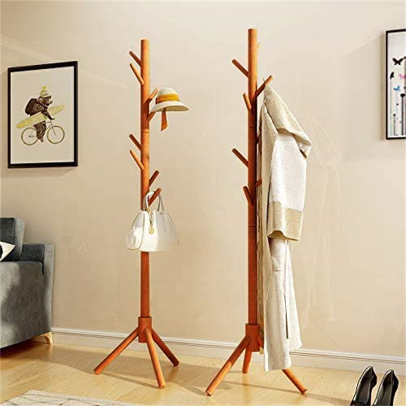 Floresha Solid Wood Freestanding 8 - Hook Coat Rack