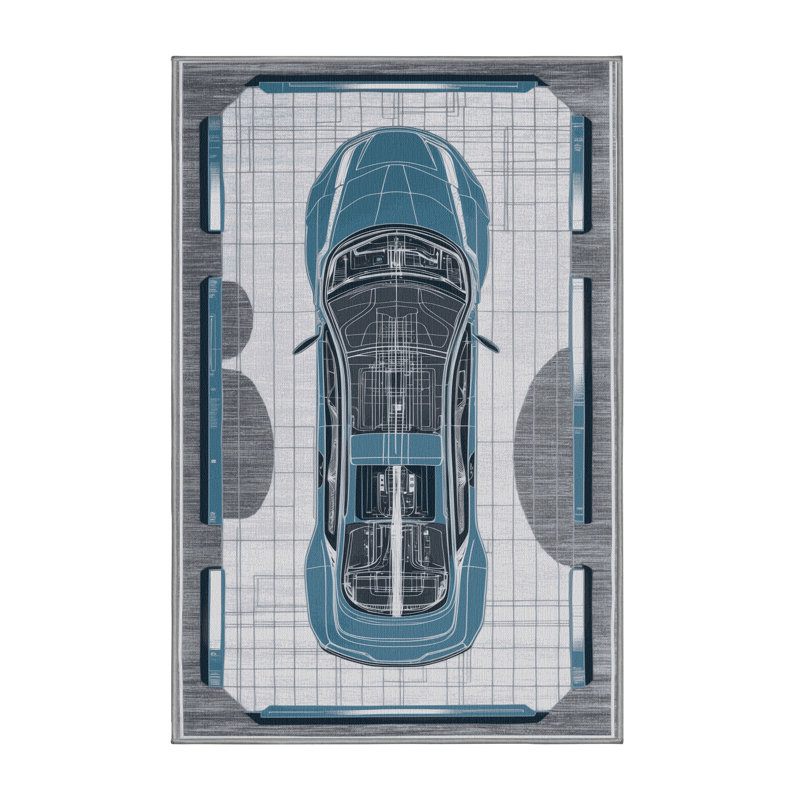 Tapis de transport gris lavable à la machine, Rectangle de 5 pi x 8 pi