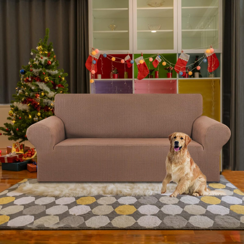 Housse extensible pour causeuse extensible, housses de canapé pour 2 canapés (55 po à 79 po) Canapé protecteur de meuble avec fond élastique pour enfant, chien. Jacquard à petits carreaux