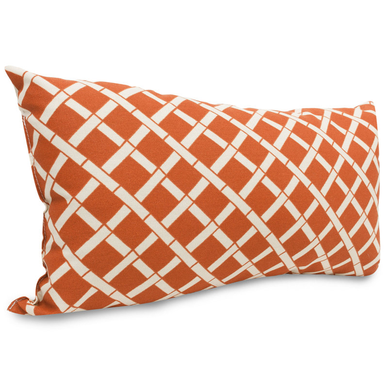 Bamboo Pattern Outdoor Rectangular Pillow Cover & Insert, Burnt Orange
