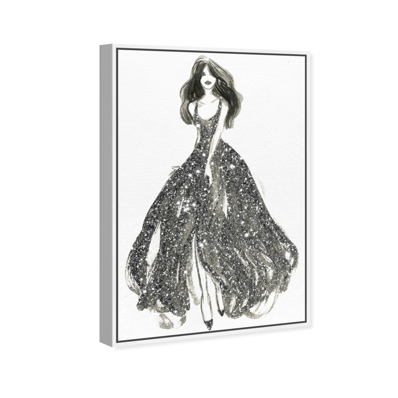 «Elegant Dress Flow II», reproduction de dessin, Toile avec cadre blanc, H 36 po x l 24 po