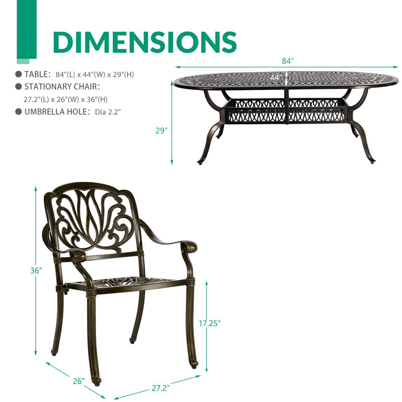8 - Person Patio Dining Set with Oval Table