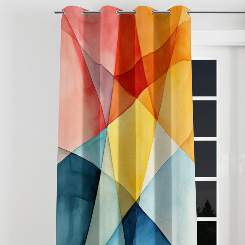 Avnish - Abstract Room Darkening Grommet Curtain - 1 Panel, 52" W x 108" L, Silver Grommets