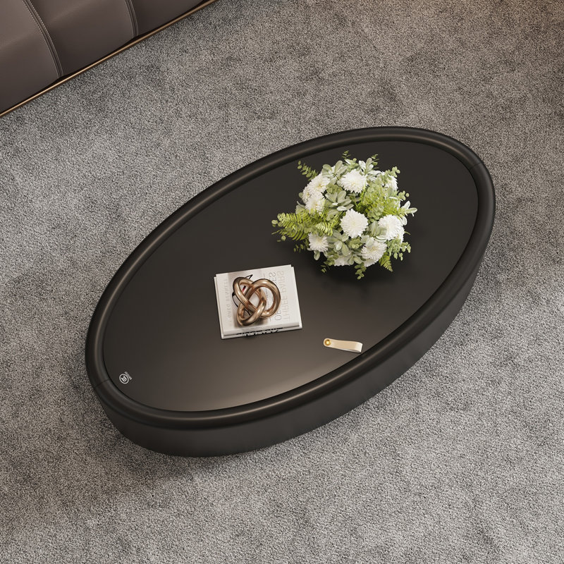 Tempered Glass Top Coffee Table, Noir