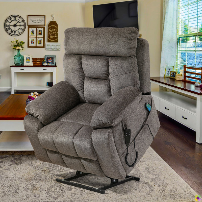 Vayun 40.94"W 180° Flat Lay Power Recliner, Massage Heater, Cup Holders, Dual Motors, Dark Brown