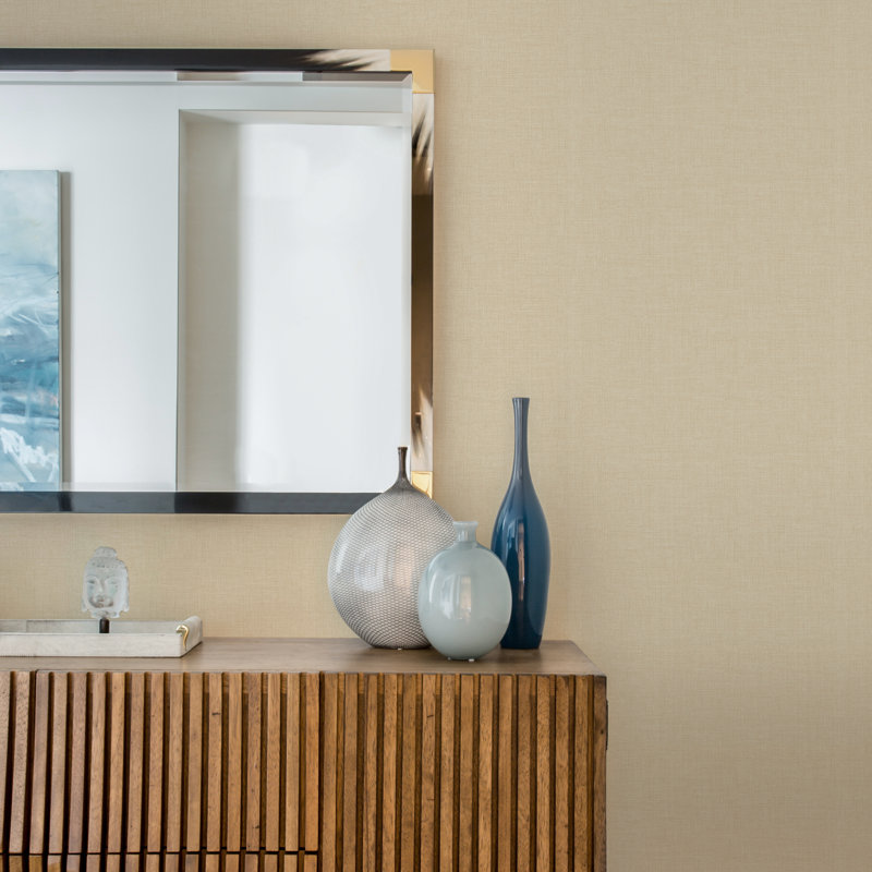 Wallis Indigo Faux Linen Wallpaper, Beige