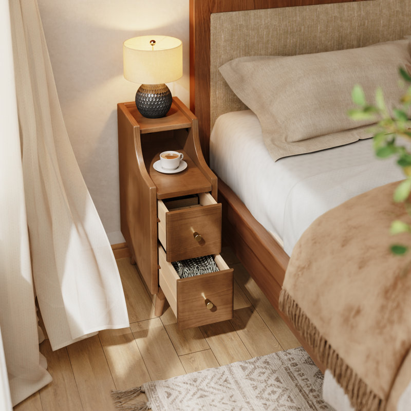 Table de chevet en bois massif Annice, L 7,9 po, Brun