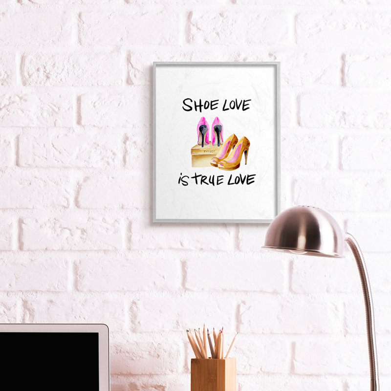 «Shoe Love True Love Expression Glam Heels» par Regina Moore - impression d'art textuel, H 14 po x l 11 po