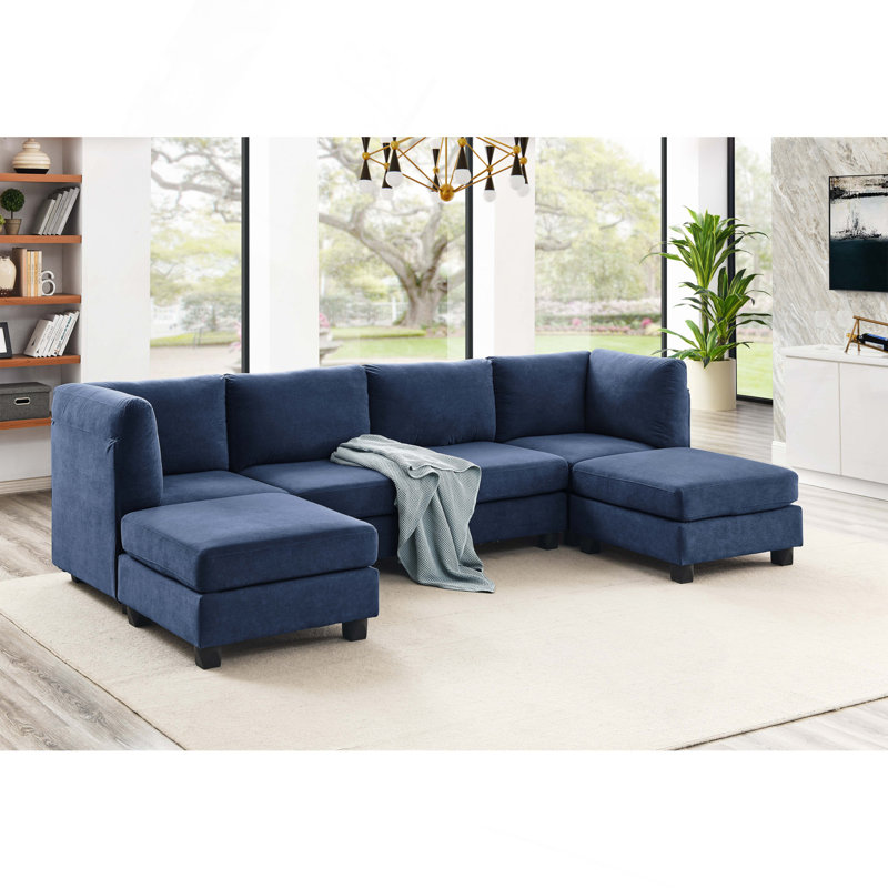 Canapé modulaire en polyester, Bleu très foncé