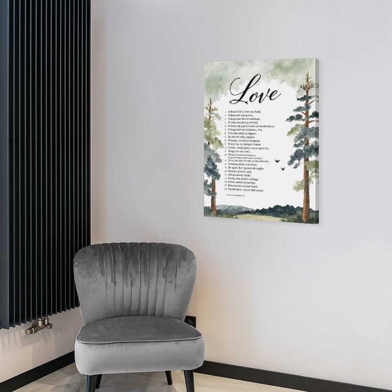 «Forest Love Verse», art mural encadré en bois, l 16 x L 20