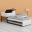 Lit plateforme moderne en L avec bureau, lit gigogne et tiroirs