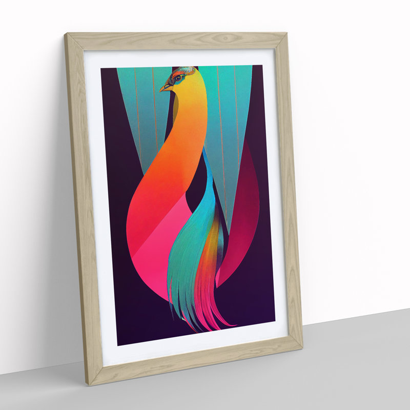 Abstract Bird No.5 - Wall Art, 64cm H x 46cm W x 2cm D, Oak Framed