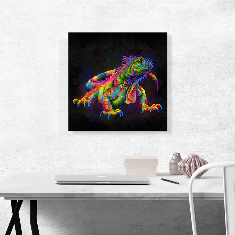 Reproduction d'art graphique sur toile Iguana, H 18 po x l 18 po x P 0,75 po