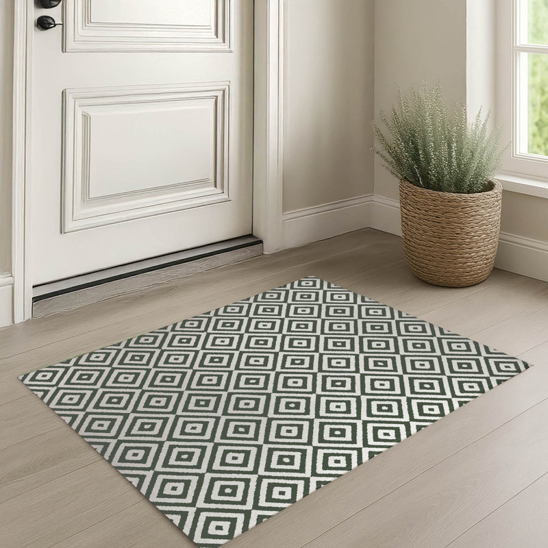 Paillasson Ikat, L 24 po x L 36 po, Vert