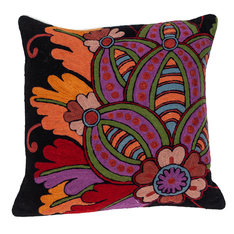 Coussin 100% coton avec fermeture à glissière 20 "x 20" noir et orange