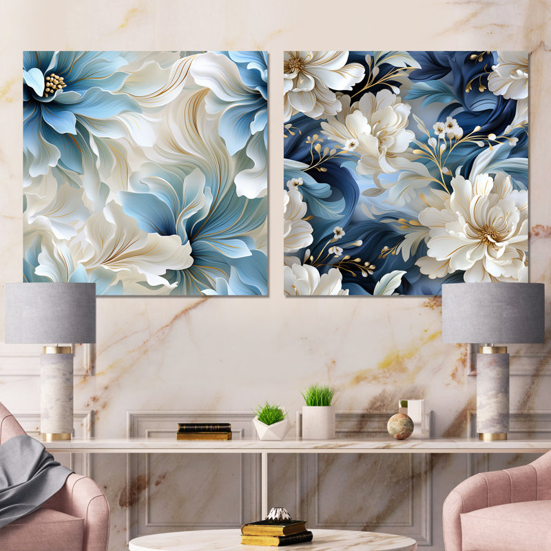 Helenie - Ensemble de 2 reproductions d'art sur toile, Toile tendue, H 30 po x l 61 po x P 1 po