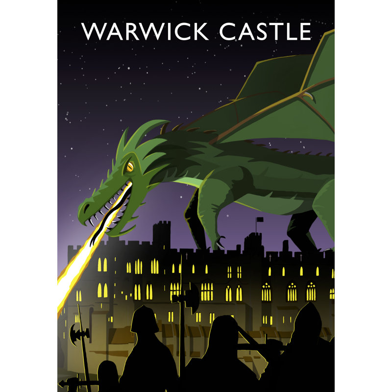 Warwick Castle With Dragon by Richard O'Neil - Print, 40 cm H x 30 cm W x 1 cm D, No Frame