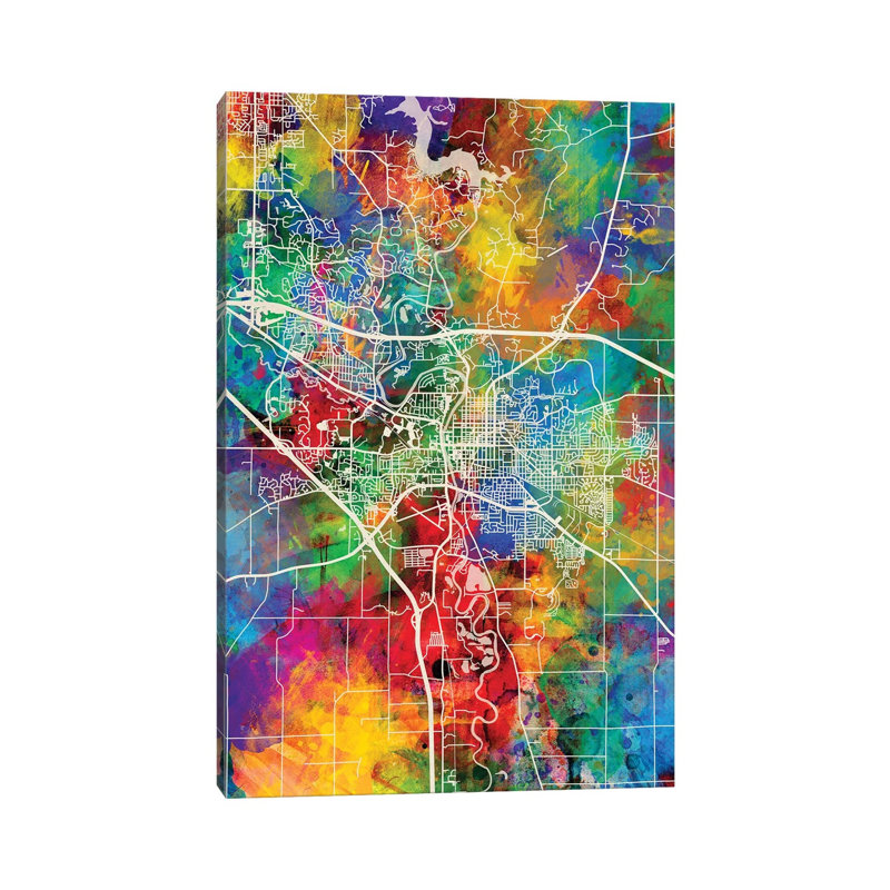Iowa City Map I by Michael Tompsett - 1 Piece Wrapped Canvas Wall Art, 66.04 cm H x 45.72 cm W x 3.175 cm D