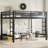 Loft Bed Queen Size, Heavy Duty Loft Bed Frame With 2 Build In Ladder And Full Length Guardrail, Easy Assemble, Noise Free Design, No Box Spring Needed, Black-2124678783