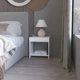 White Nightstand with Open Storage