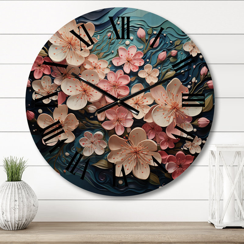 Horloge murale surdimensionnée en fleurs, Moyenne