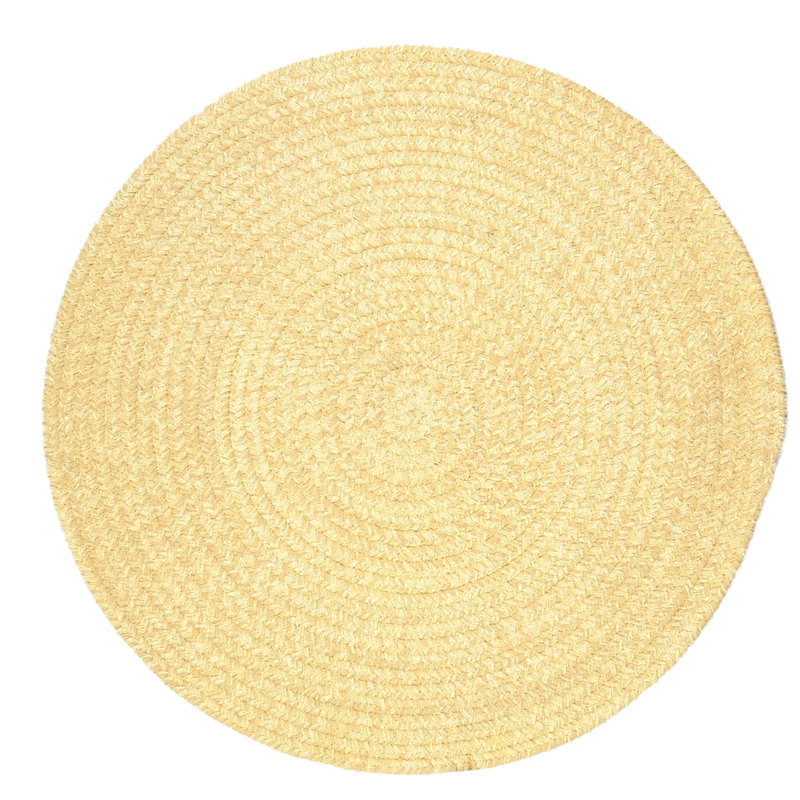 Tapis jaune tressé en chenille de couleur unie Mcclanahan, Rond 12 pi