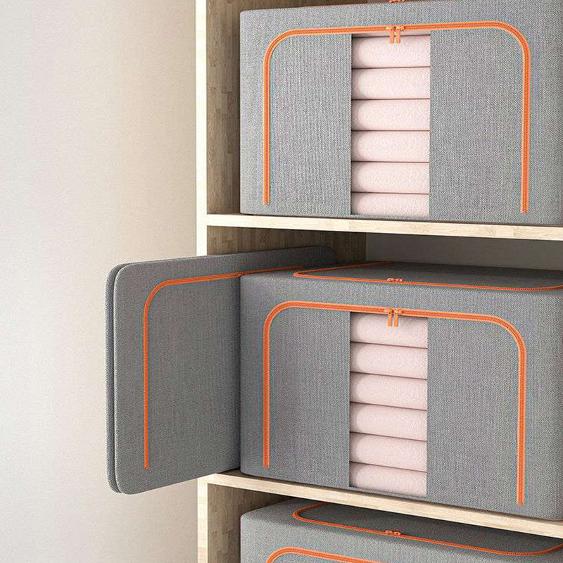 Clothes Storage Bins Boxes with Metal Frame - (Extra Large-105L), Gray