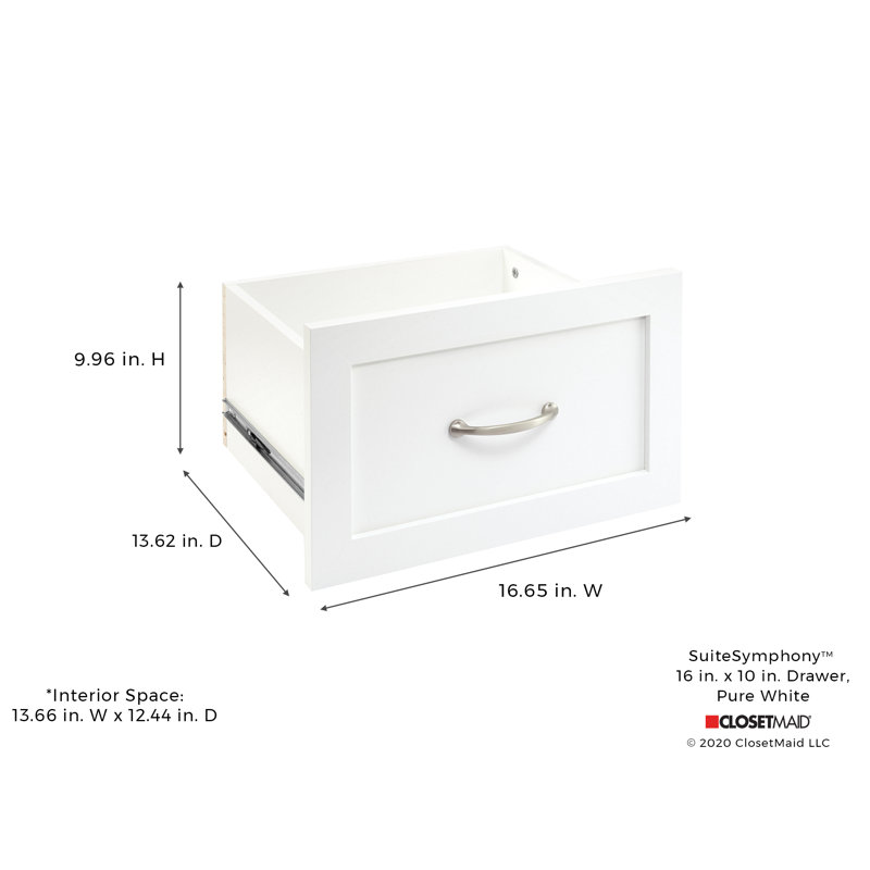 Ensemble de tiroir l 16,65 po SuiteSymphony, H 9,96 po x l 16,65 po x P 13,62 po, Blanc pur