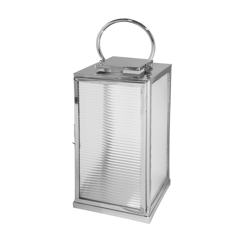 Malaga Lantern Fluted Glass Silver