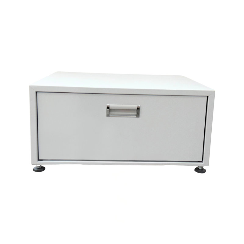 Caisson à lessive universel pour laveuse, sécheuse et combo 24 po avec tiroir de rangement Universal, Blanc