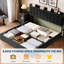 Structure de très grand lit avec rangement relevable, lit tapissier en velours avec tête de rangement, lit plateforme en métal, tête de lit capitonnée, aucun sommier requis, lattes en bois massif, silencieux, noir-2034818209-2034818212