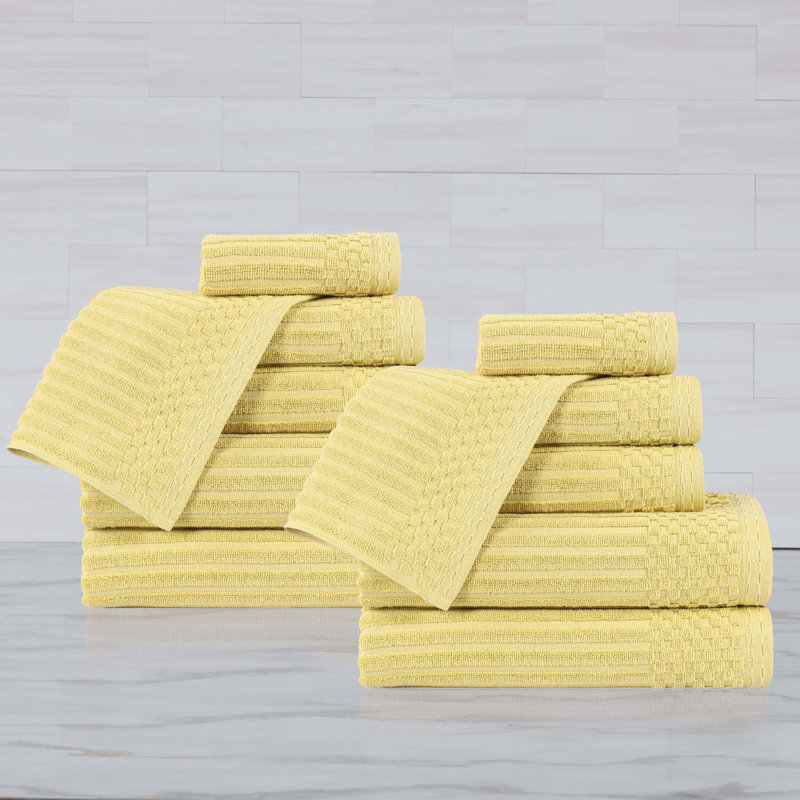 Ruvins 12 Piece 100% Cotton Towel Set, Golden Mist