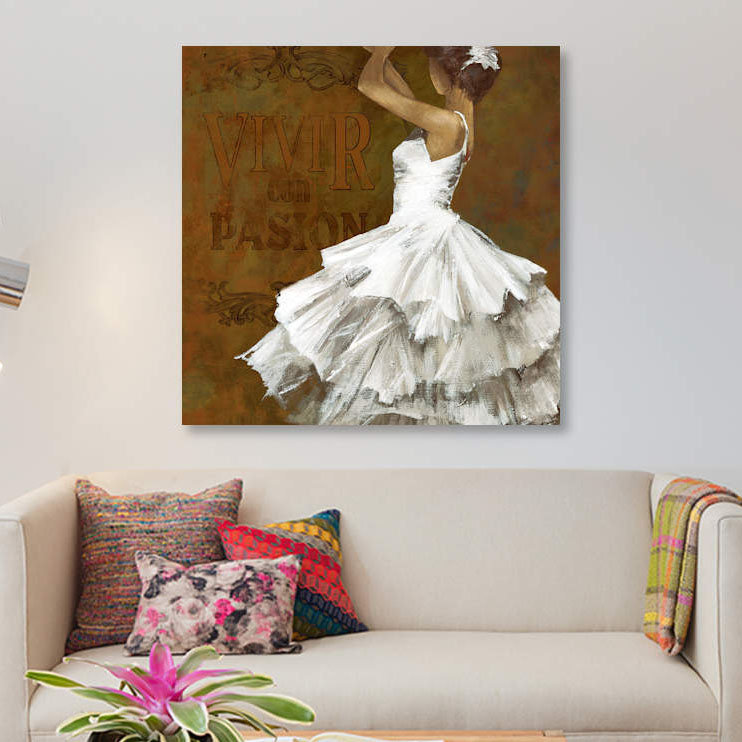 «La Dance II», impression sur toile, H 37 po x l 37 po x P 1,5 po, Pas de tapis, Toile tendue