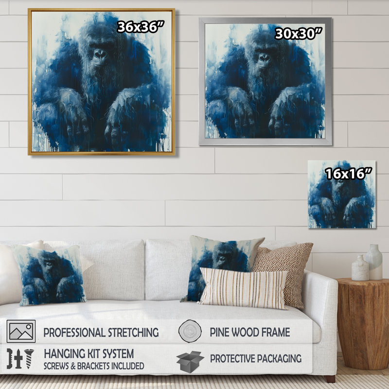 Blue Black Legendary Winter Leader Bigfoot II - Bigfoot Wall Decor, Toile tendue, H 30 po x l 30 po