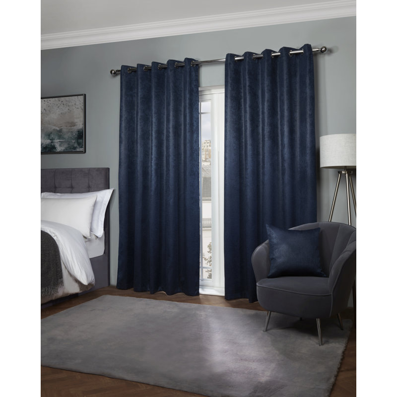 Ambiance Blackout Curtain Pair, 116 W x 183 D cm, Navy