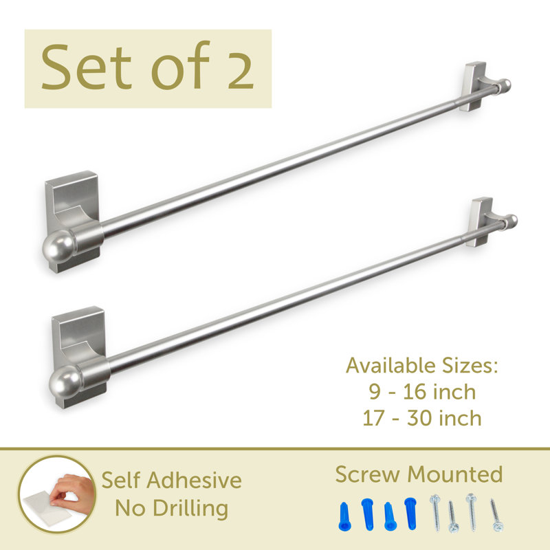Accessoire de quincaillerie pour rideau auto-adhésif Gervasio, Nickel satiné, 9 à 16 po