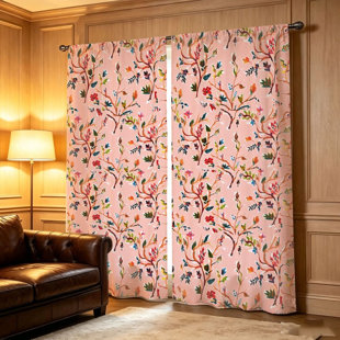 2Pcs Watercolor Floral Branch Curtains, Aesthetic Vintage Botanical Print, Light Filtering Privacy Panel, Rod Pocket Design, for Living Room Bedroom Balcony Kitchen Home Decor