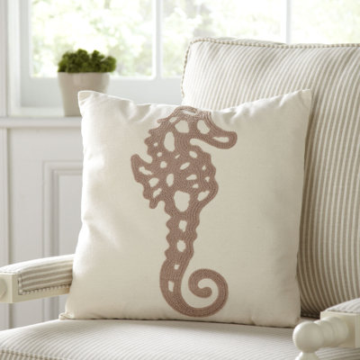Ocean Seahorse Rice Stitch Throw Pillow