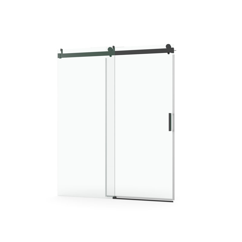 60" W X 76" H Shower, Tempered Glass, Matte Black, Modern Shower Accessory Door, W, 1/4" Single Sliding