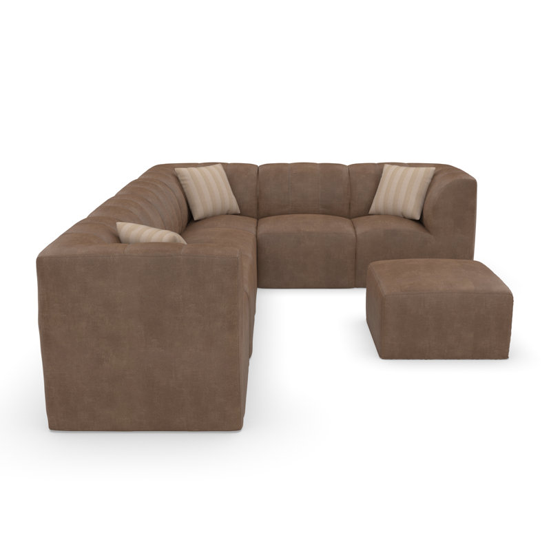 Praia 124" Ultraleather Outdoor L Sectional With Ottoman